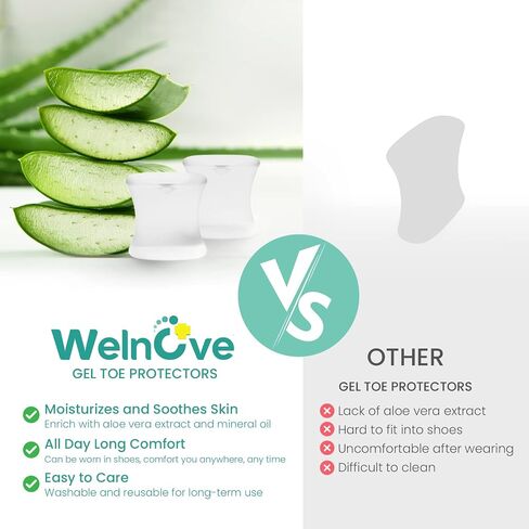 Welnove Upgraded Gel Toe Separators – 12-Pack Bunion Pads – Toe Spacers for Straightening Overlapping Toes, Bunions, Calluses – Soft Silicone Bunion Corrector for Men and Women in Saudi Arabia