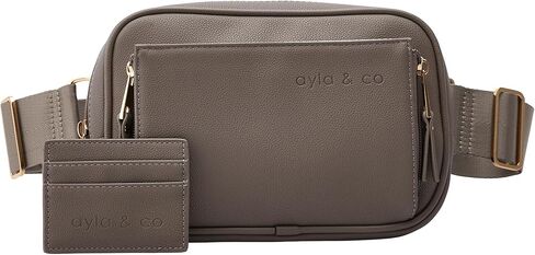 AYLA & CO Women's Fanny Pack Adjustable Belt Bag with Crossbody Style, Magnetic Pocket, Key Leash, and Charging Pocket, Regular Strap 32-46 Inch, Caffe in Saudi Arabia