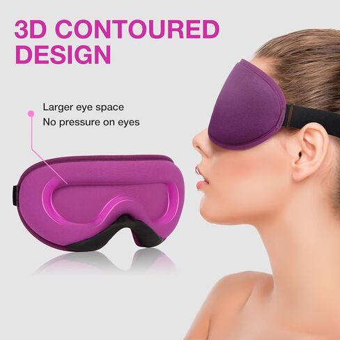 LYSIAN Sleep Eye Mask Men Women-3D Concave Comfortable Cooling Mask Blindfold for Adult Night Sleep Eyes Cover with Foam Ear Plugs for Sleeping, Yoga, Nap, Travel, Black in Kuwait