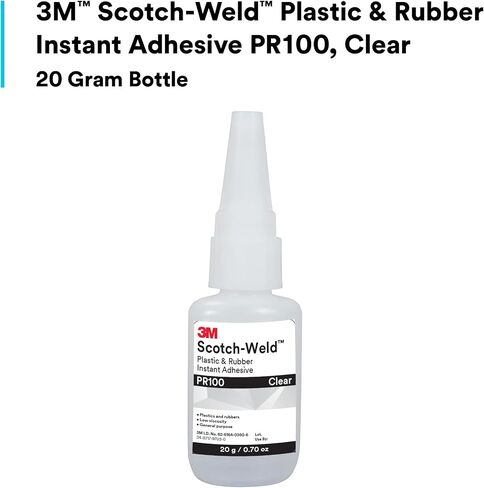3M Scotch-Weld Plastic & Rubber Instant Adhesive PR100, Clear, Low Viscosity, Fast Handling Time and Cure, 20 g (0.07 fl oz) Bottle in Saudi Arabia