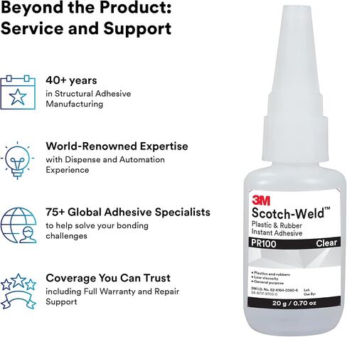3M Scotch-Weld Plastic & Rubber Instant Adhesive PR100, Clear, Low Viscosity, Fast Handling Time and Cure, 20 g (0.07 fl oz) Bottle in Saudi Arabia