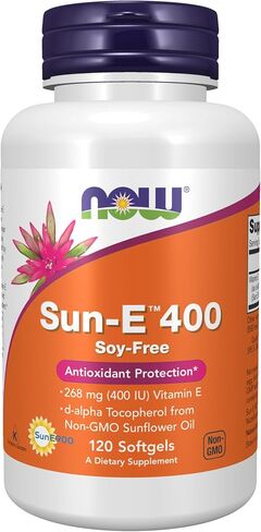 NOW Supplements, Sun-E™ 400 IU مع د-ألفا توكوفيرول من زيت عباد الشمس غير المعدل وراثيًا، 120 كبسولة هلامية in Kuwait