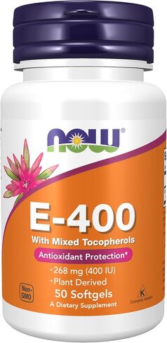 NOW Supplements, Vitamin E-400 IU Mixed Tocopherols, Antioxidant Protection*, 50 Softgels in Kuwait