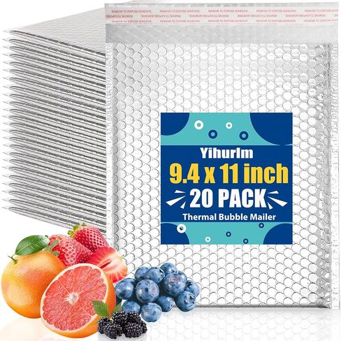 Thermal Bubble Mailer,8 x 11" Metallic Bubble Mailers,Waterproof Padded Envelopes,Self Seal Cool Bubble Mailers,Foil Mailing Envelopes,Insulated Shipping Bags for Cold Shipping (Silver 25PCS) in Saudi Arabia