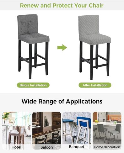 Stretch Bar Stool Covers, Farmhouse Decoration Teal Green Geometric Pattern Removable Counter Stool Pub Chair Covers Slipcover with Elastic Bands for Dining Room Set of 2 in Saudi Arabia