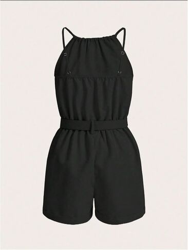 SOLY HUX Women's Summer Sleeveless Halter Romper Belted Shorts Vacation Business Jumpsuits in Saudi Arabia