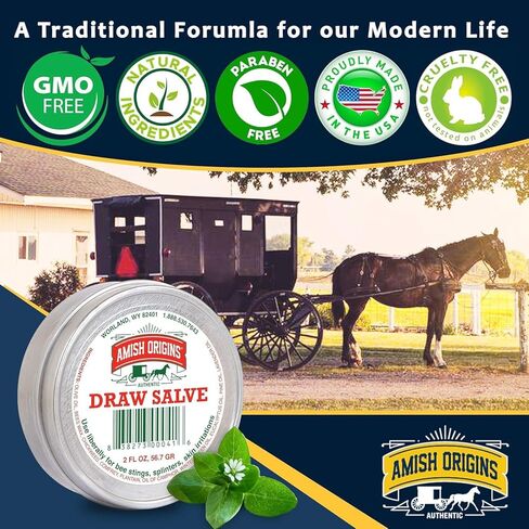 مرهم رسم مرهم أميش أوريجينز، 2 أونصة، لعلاج الغليان، مرهم سحب سريع المفعول بقوة قصوى للشظايا، لسعات النحل، كريم مضاد للحكة، تخفيف بلوط اللبلاب السام، صنع في الولايات المتحدة الأمريكية in Kuwait