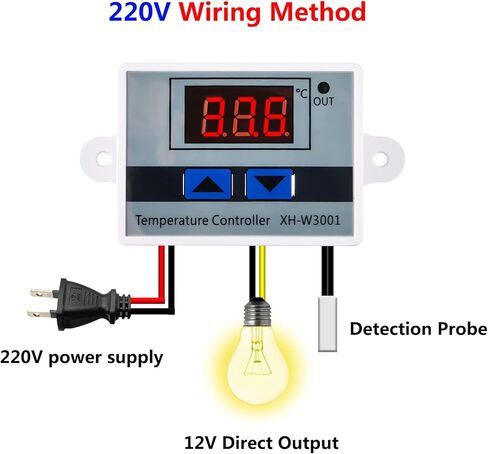 2 قطعة وحدة تحكم في درجة الحرارة LED الرقمية 24 فولت ترموستات رقمي مفتاح ترموستات إلكتروني مع مسبار مقاوم للماء قابل للبرمجة تسخين وتبريد XH-W3001 in Kuwait
