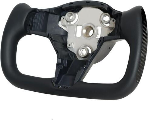 Yoke Racing Steering Wheel, Black Microfiber Leather without Front Trim for Tesla Model 3/Y 2017-2023 With Heating Function in Kuwait