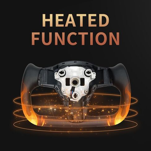 Yoke Racing Steering Wheel, Black Microfiber Leather without Front Trim for Tesla Model 3/Y 2017-2023 With Heating Function in Kuwait