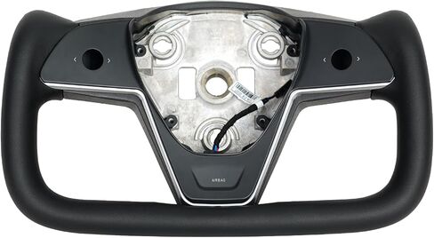 Yoke Racing Steering Wheel, Black Microfiber Leather without Front Trim for Tesla Model 3/Y 2017-2023 With Heating Function in Kuwait