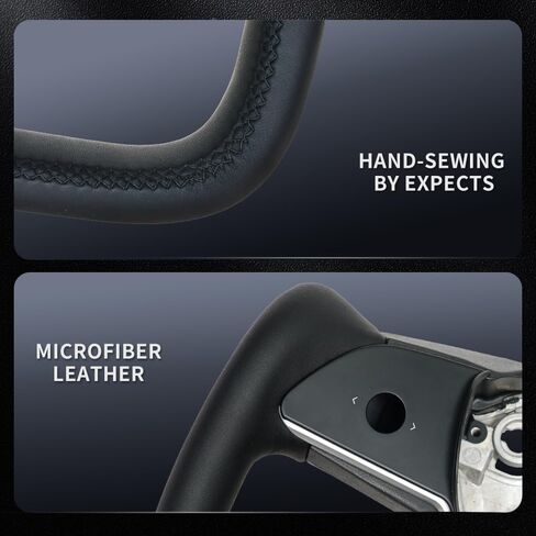 Yoke Racing Steering Wheel, Black Microfiber Leather without Front Trim for Tesla Model 3/Y 2017-2023 With Heating Function in Kuwait