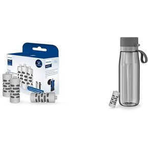 Philips Water GoZero Everyday Bottle Activated Carbon Fiber Filter to Transform Tap Water into Fresher, tastier Water Instantly, Grey, 40 gallons (AWP285/37) Grey
