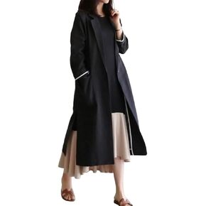 IDEALSANXUN Womens Long Cotton Linen Blazer Casual Spring Jackets Trench Coat