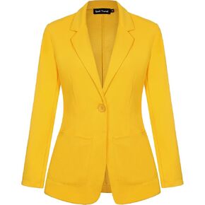 Blazers for Women Long Sleeve Button Front Blazer Notch Lapel Casual Work Office Suit Jackets with Pocket