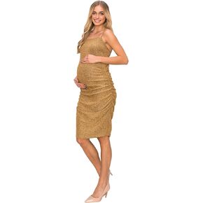 My Bump Maternity Cami Bodycon Lurex Dress Ruched Side (Made in USA)