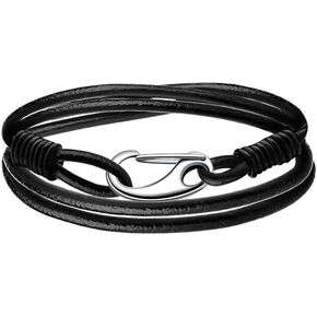 Leather Bracelet Unisex Braided Leather stainless steel Clasp 7.5/7.8 Inches optional multi-layered bracelet for Women and Men With gift box