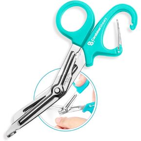 مقص الصدمات مع حلقة تسلق - مقص ضمادة من الفولاذ المقاوم للصدأ للاستخدام الجراحي، EMT، EMS، الاستخدام الطبي والتمريض والبيطري، مستلزمات وإكسسوارات الإسعافات الأولية، 5.5 بوصة (وردي) in Kuwait