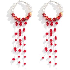 ALoveSoul Halloween Layered Pearls Victorian Style Gothic Blood Drops Tassel Collar Necklace/Bracelet/Earrings