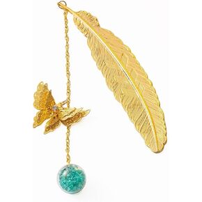 Metal Feather Bookmark with Butterfly Pendant for Mothers Day and Teacher Appreciation Gifts, Unique Birthday Gifts for Reading Women and Book Lovers Chic Accessories for Reader (Pink)