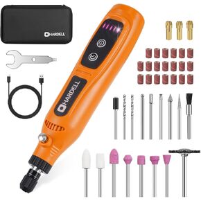 HARDELL Mini Cordless Rotary Tool 3.7V, 5-Speed Rotary Tool Kit with 43 Accessories, Type-C Charging Power Rotary Tool for Engraving, Sanding, Polishing, Drilling, Grinding, Small DIY Crafts