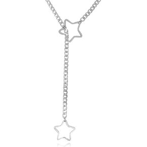 Heart Slip Chain Necklace for Women Men Punk Rock Cuban Long Necklace Heart O-Ring Stainless Steel Cuban Chain Y-shape Necklace Adjustable Lariat Y Necklace Prom Necklace Jewelry
