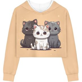 Teen Little Girls Crop Top Size 5-14 Years Old Cropped Hoodie Sweatshirt