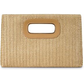 Top Handle Straw Clutch Handbags for Women, Summer Shoulder Crossbody Bag Raffia Evening Bag Woven Clutch