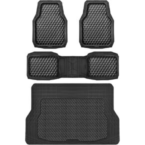 سجادات أرضية السيارة وبطانات البضائع من المطاط الوردي شديد التحمل من CAR PASS، سجادات صندوق السيارة العميقة مناسبة لجميع الأحوال الجوية، متينة مضادة للانزلاق ثلاثية الأبعاد مقاومة للماء لتناسب البطانة العالمية للسيارات، السيدان، سيارات الدفع الرباعي، الشا in Kuwait