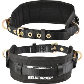 Tongue Buckle Body Belt With Waist Pad and 2 Side D-Rings Personal Protective Equipment Safety Harness | Waist Fitting Size 33'' to 47'' for Work Positioning, Restraint