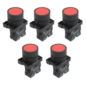 uxcell A12082000ux0371 1 NC N/C Red Sign Momentary Push Button Switch, 600V, 10 Amp, ZB2-EA42, 5pcs 22 mm