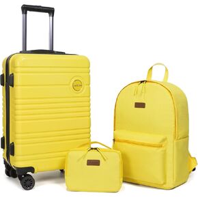 ABS+PC Carry on Luggage set 3 Pcs suitcace with Spinner wheels TSA Lock 20-In hardshell Lightweight Luggage set(Grey)