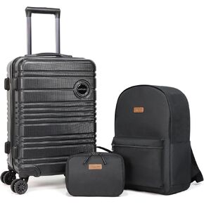 ABS+PC Carry on Luggage set 3 Pcs suitcace with Spinner wheels TSA Lock 20-In hardshell Lightweight Luggage set(Grey)