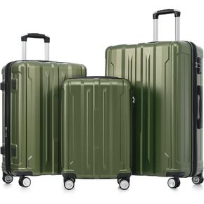 3-Pieces/Set Hardside Luggage Sets Expandable Luggages Spinner Suitcase With TSA Lock Lightweight Carry On Luggage 20inch 24inch 28inch For Women Men light green One size