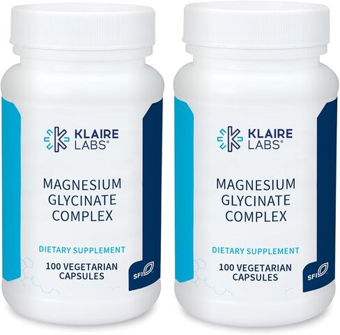 مركب جليسينات المغنيسيوم من Klaire Labs - مزيج بيسجليسينات 100 مجم لدعم صحة العظام وراحتها - مخلب لتحسين الامتصاص - خالي من الغلوتين ولا يسبب الحساسية (100 كبسولة) in Kuwait