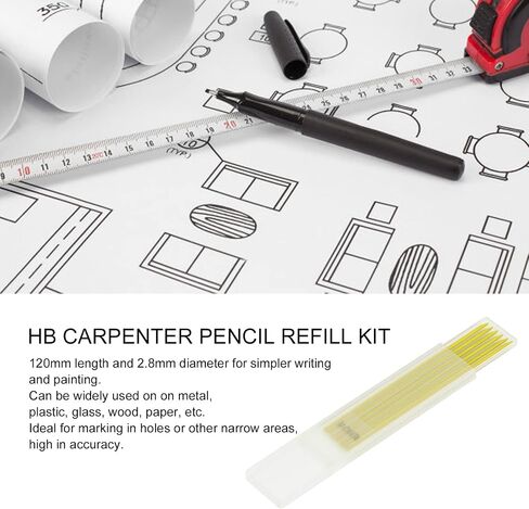 24Pcs HB Solid Carpenter Pencil Refill Set Long Lasting 2.8mm Graphite Mechanical Deep Hole Woodworking Pencil Refill for Repairman Designer Drawings (Red) in Saudi Arabia