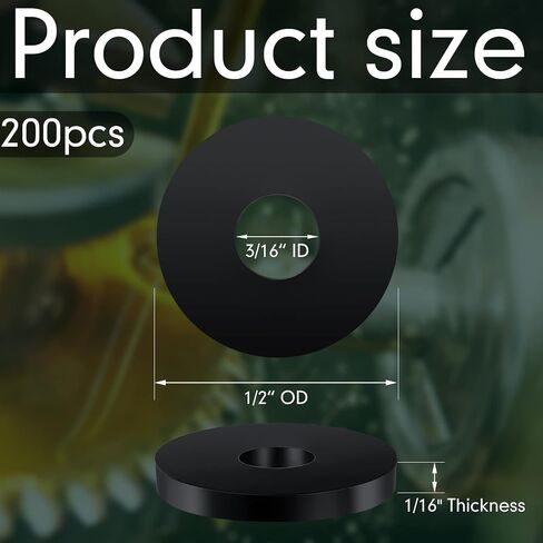 Fabbay 200 Pcs Oil Resistant Neoprene Rubber Washers 1/2 Inch OD x 3/16 Inch ID x 1/16 Inch Thickness Small Rubber Gasket Sealing Rubber Washers for Screws in Saudi Arabia