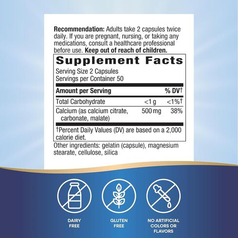 Nature's Way Calcium Citrate, Carbonate and Malate, Supports Bone Health*, 100 Capsules (Packaging May Vary) in Kuwait