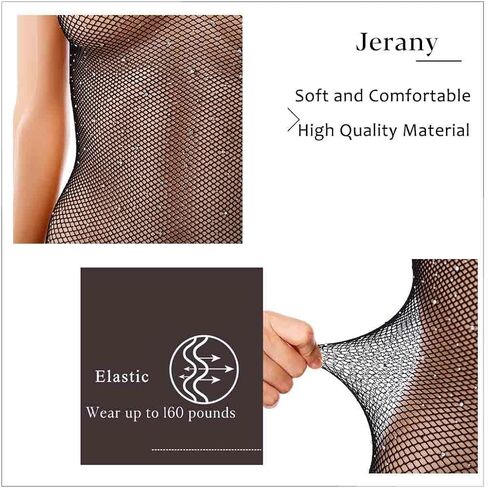 Rhinestone Fishnet Bodysuit Mesh Bodystocking Nightclub Lingerie Stockings for Women and Girls in Saudi Arabia