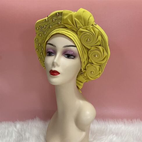 Nigerian Gele Headtie African Head Wraps Aso Oke Gele Already Made Auto Gele African Turban Cap in Saudi Arabia