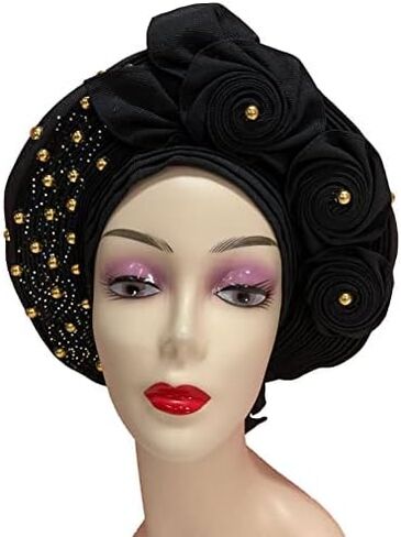 Nigerian Gele Headtie African Head Wraps Aso Oke Gele Already Made Auto Gele African Turban Cap in Saudi Arabia