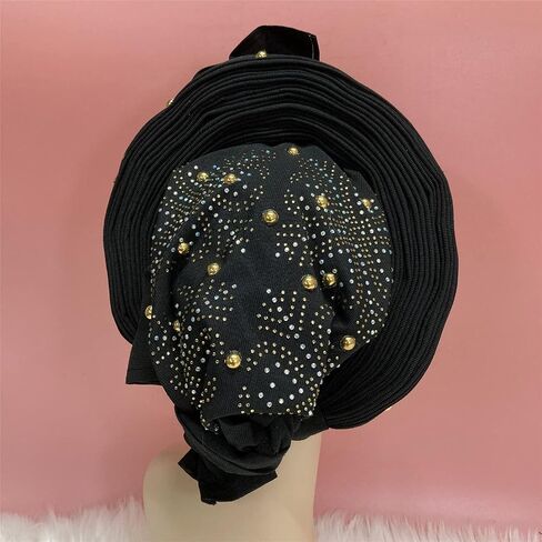 Nigerian Gele Headtie African Head Wraps Aso Oke Gele Already Made Auto Gele African Turban Cap in Saudi Arabia