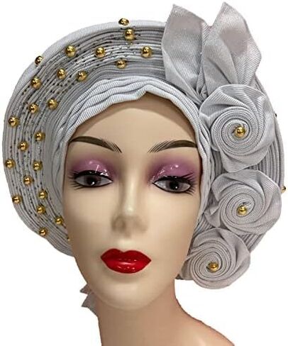 Nigerian Gele Headtie African Head Wraps Aso Oke Gele Already Made Auto Gele African Turban Cap in Saudi Arabia