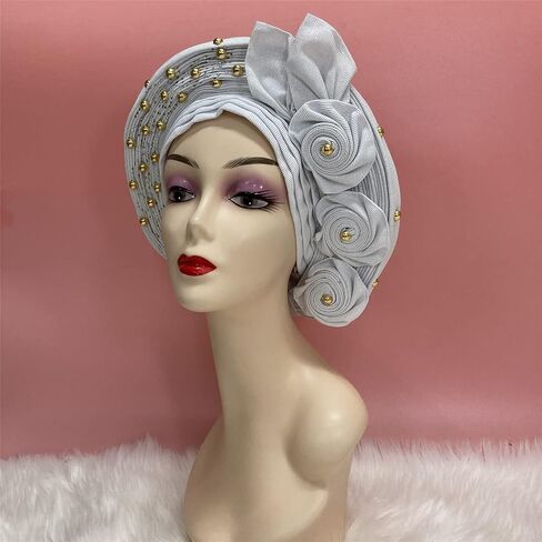 Nigerian Gele Headtie African Head Wraps Aso Oke Gele Already Made Auto Gele African Turban Cap in Saudi Arabia