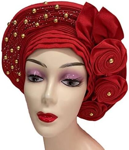 Nigerian Gele Headtie African Head Wraps Aso Oke Gele Already Made Auto Gele African Turban Cap in Saudi Arabia