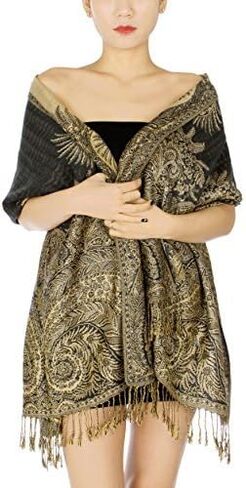 SERENITA Pashmina Scarf for Women Large Cashmere feel Big Paisley Rave Shawl Wraps, Soft Scarves Travel Accessories in Saudi Arabia