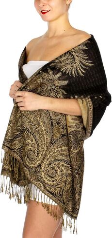 SERENITA Pashmina Scarf for Women Large Cashmere feel Big Paisley Rave Shawl Wraps, Soft Scarves Travel Accessories in Saudi Arabia