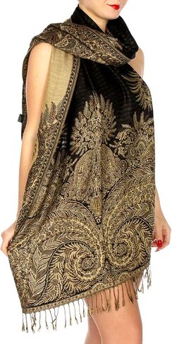 SERENITA Pashmina Scarf for Women Large Cashmere feel Big Paisley Rave Shawl Wraps, Soft Scarves Travel Accessories in Saudi Arabia