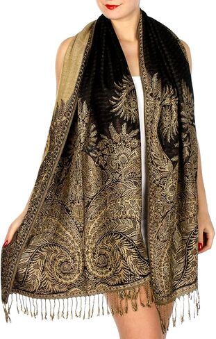 SERENITA Pashmina Scarf for Women Large Cashmere feel Big Paisley Rave Shawl Wraps, Soft Scarves Travel Accessories in Saudi Arabia