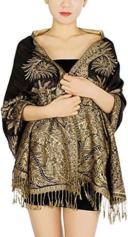 SERENITA Pashmina Scarf for Women Large Cashmere feel Big Paisley Rave Shawl Wraps, Soft Scarves Travel Accessories in Saudi Arabia